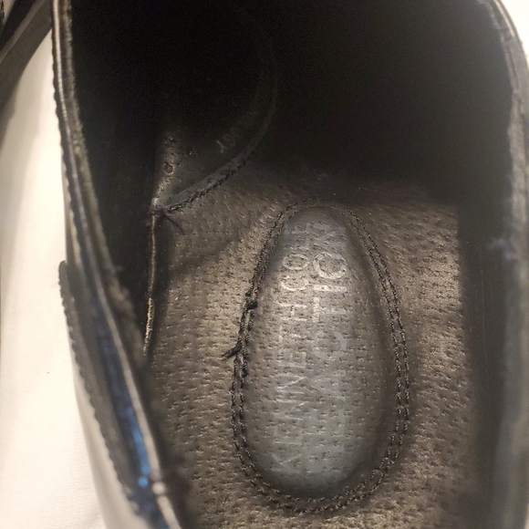 Kenneth Cole Reaction Bottoms Away Loafers Black Leather Chrome Accent Size 12 - Picture 11 of 16